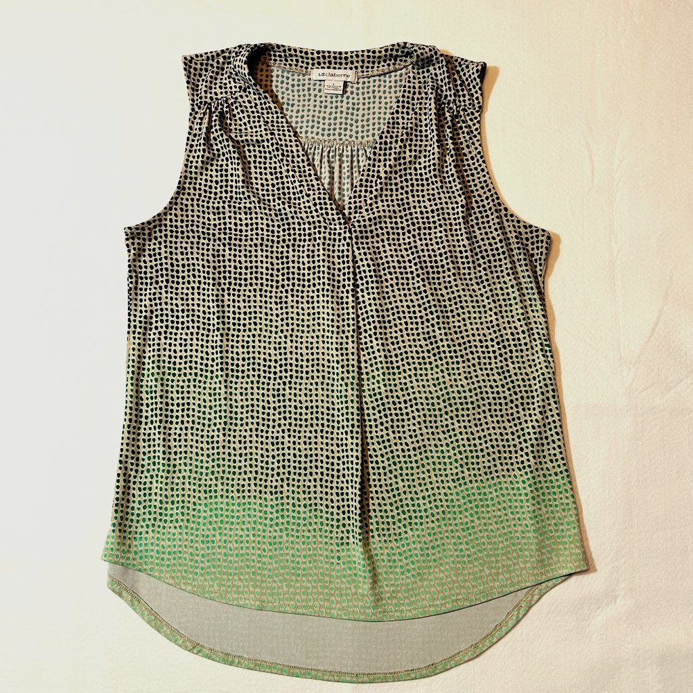 Liz Claiborne Shirt Womens Large Ombre Green Blue Sleeveless